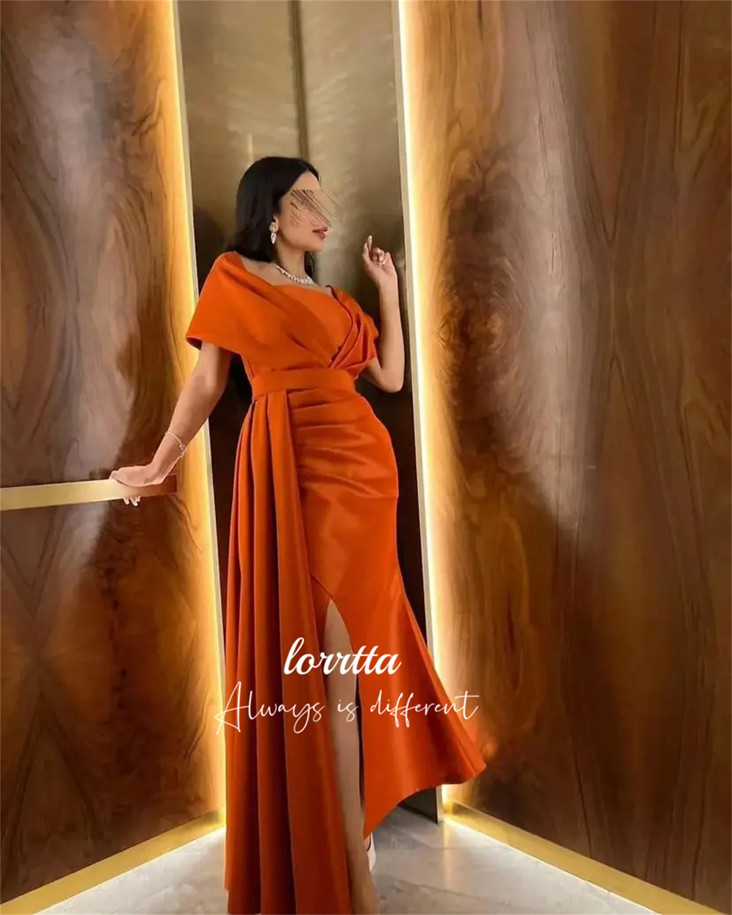 Lorrtta Satin Fabric Mermaid Evening Dress Orange Color Grace Dresses Gala Holiday 2024 Party Women Elegant Luxury Customized