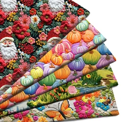 Natale pupazzo di neve castello imitazione ricamo stampato poliestere tessuto impermeabile Patchwork cucito trapunta tessuto ricamo