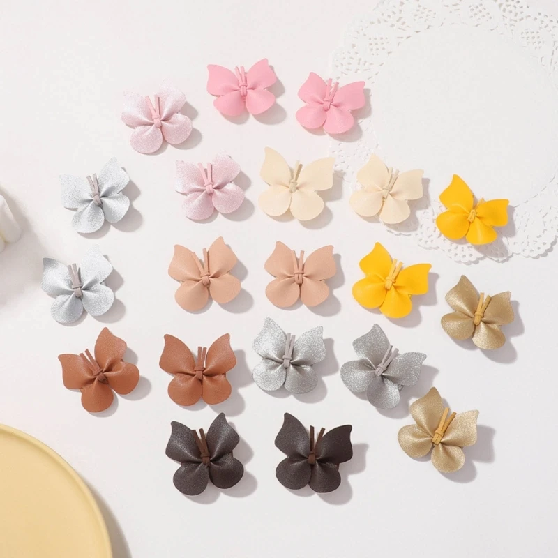 10PCs Baby Girls Hair Clips Cute Leather Butterfly Girls Hairpins Small Butterfly Barrettes Headwear Baby Hair Accessories