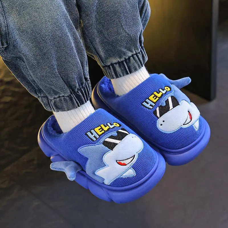

Warm Lightweight Indoor House Slippers Shark Inspired Design Plush Cotton Home Slippers for Men Women