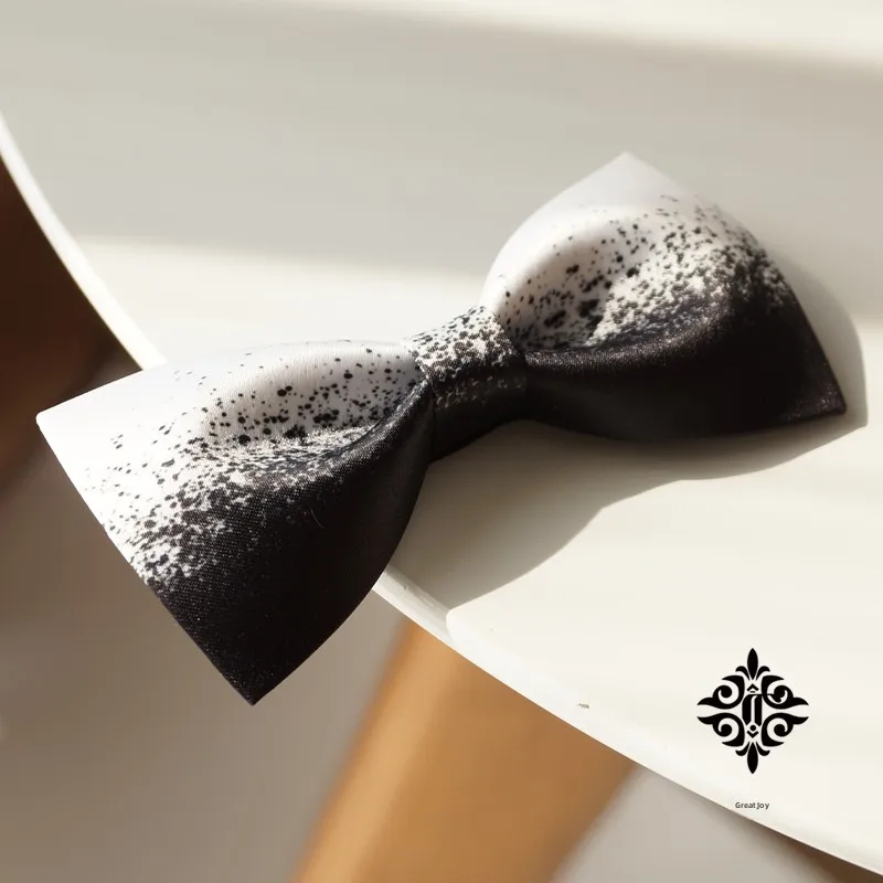 

Gradient Print Tie Korean Style Black White Contrast Color New Groom Best Man Host Master of Ceremony Wedding Creative Person...