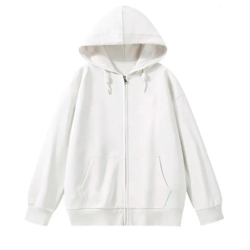 2024 New Women Thin Loose Hooded Zipper Cardigan Hoodie Sweatshirts Top for Spring Autumn