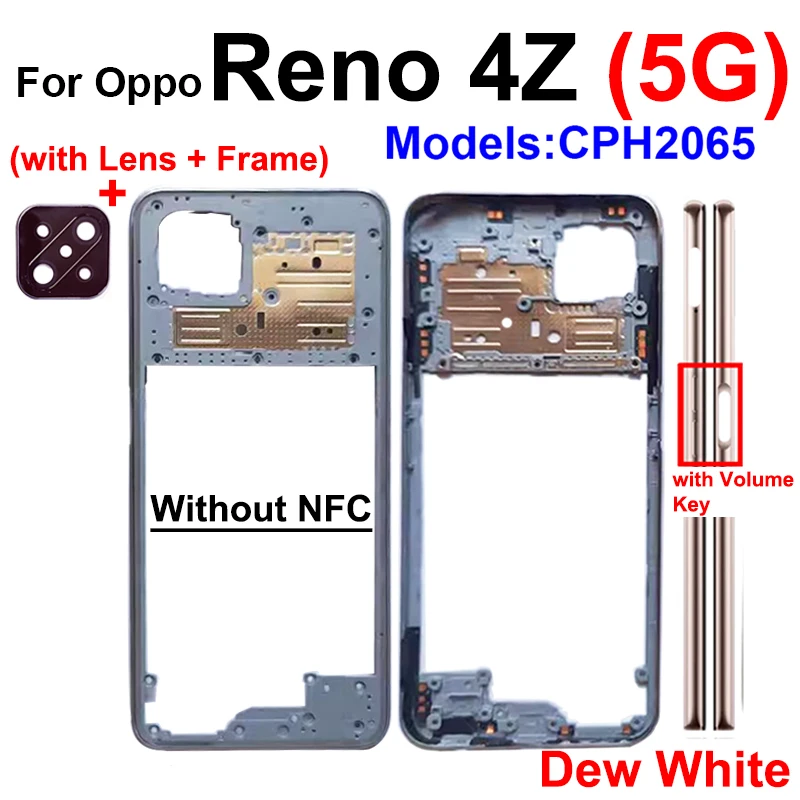 Middle Housing For OPPO Reno 4 Z 4Z 5G Middle Frame Cover Battery Door Housing Cover Case with Lens Frame Buttons Parts