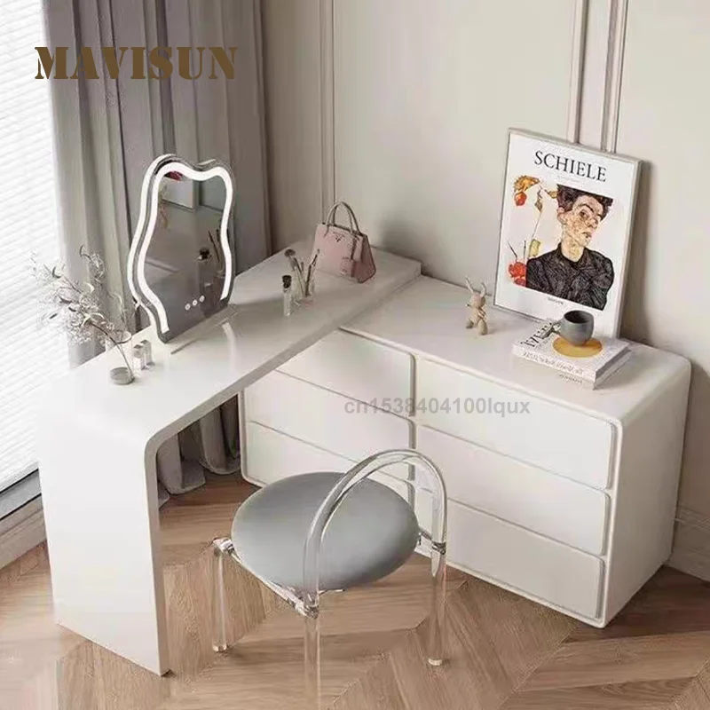 

Creamy Air Modern Dresser Set 75 CM Wooden For Bedroom With 6 Drawers Mirror Ample Storage Bedroom Furniture Wooden Dresser Set