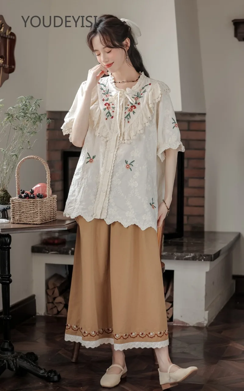 

Милая юбка-рубашка YOUDEYISI в китайском стиле с коротким рукавом и воротником на шнуровке