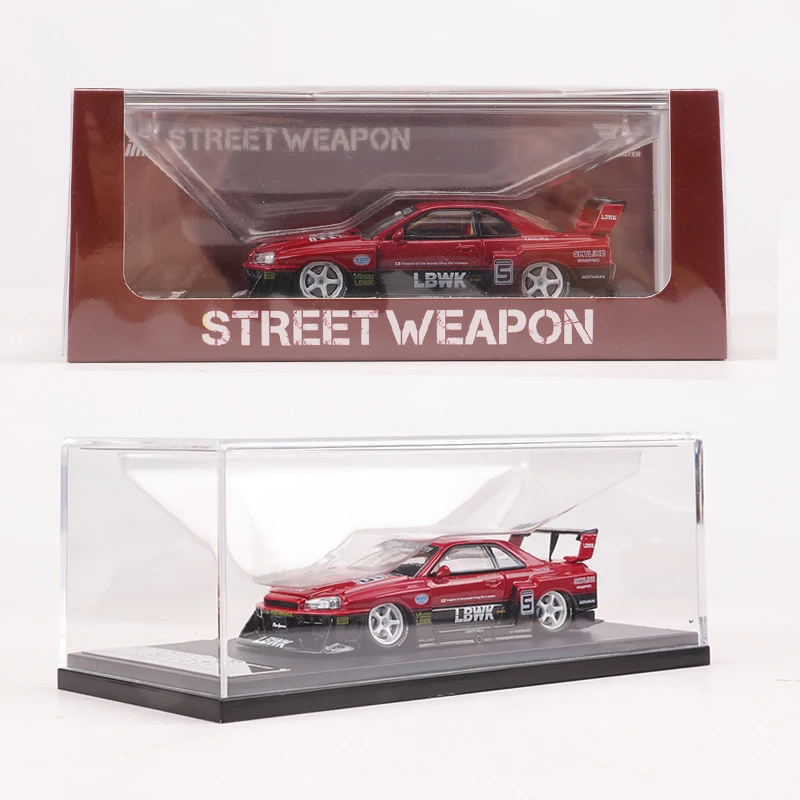 Street Weapon SW 1:64 LBWK R34 Alloy Car Model Collection Super Silhouette Hood Can Open Miniature Carros Toys