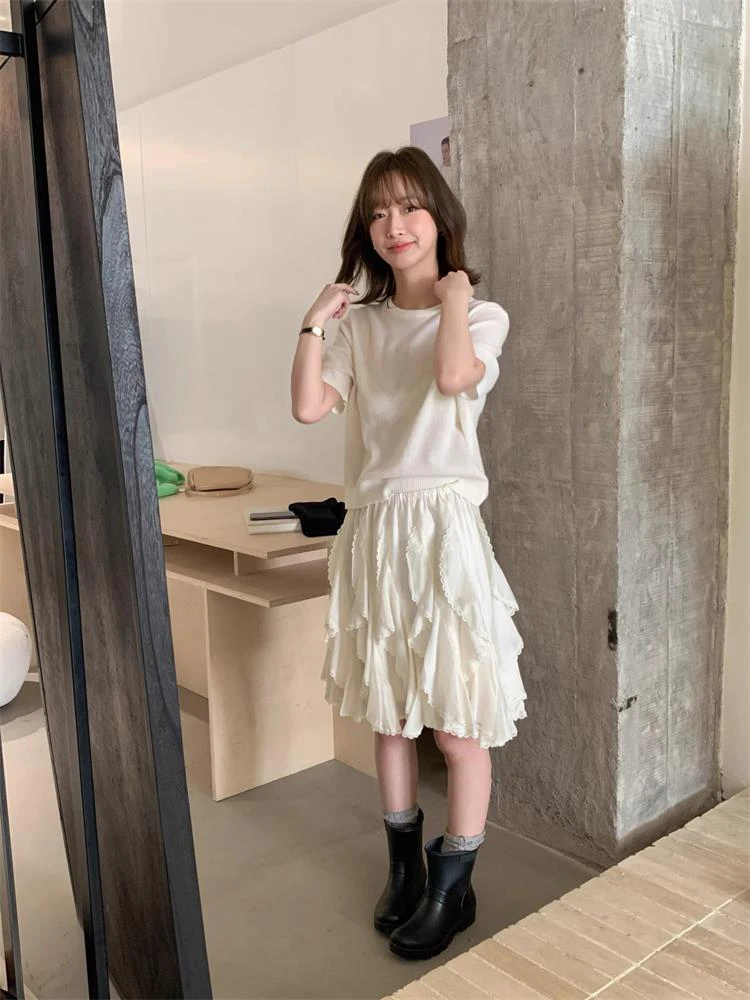 

Кружевная юбка в стиле ретро с высокой талией, асимметричная женская юбка трапециевидной формы на весну и лето, повседневная юбка