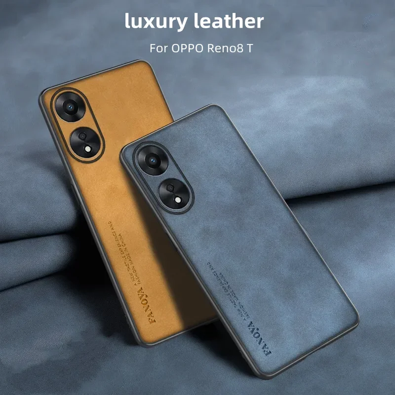 

For OPPO Reno 8 T 4G 5G Case Luxury PU Leather Matte Hard Back Cover For OPPO Reno 8T Lite Camera Protection Shockproof Bumper