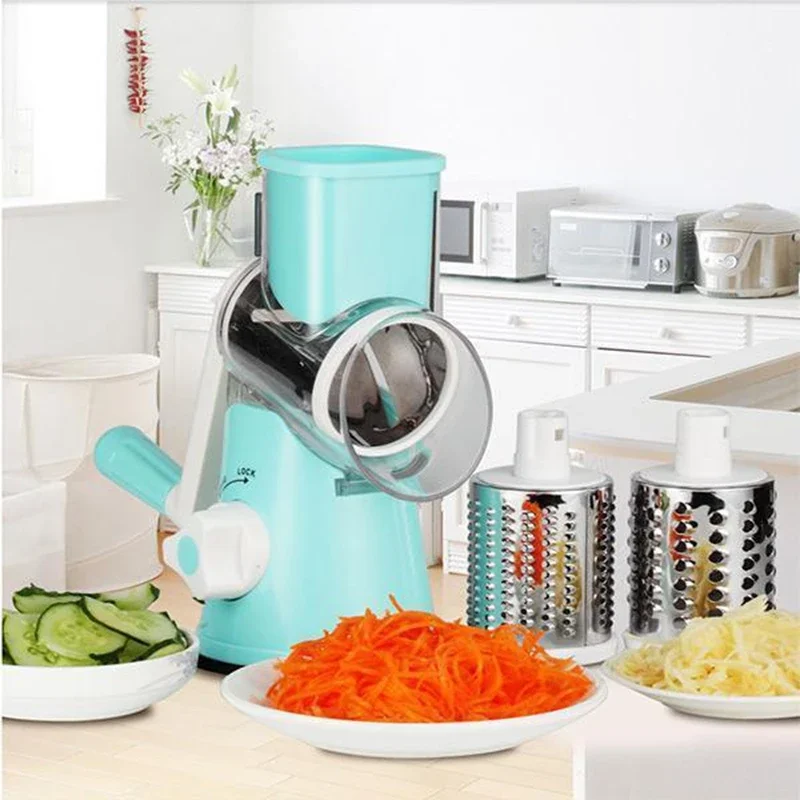 3-in-1 Manual Rotation Vegetable Fruit Slicer Round Cutter Potato Grater Spiralizer Vegetable Chopper Kitchen Home Tools