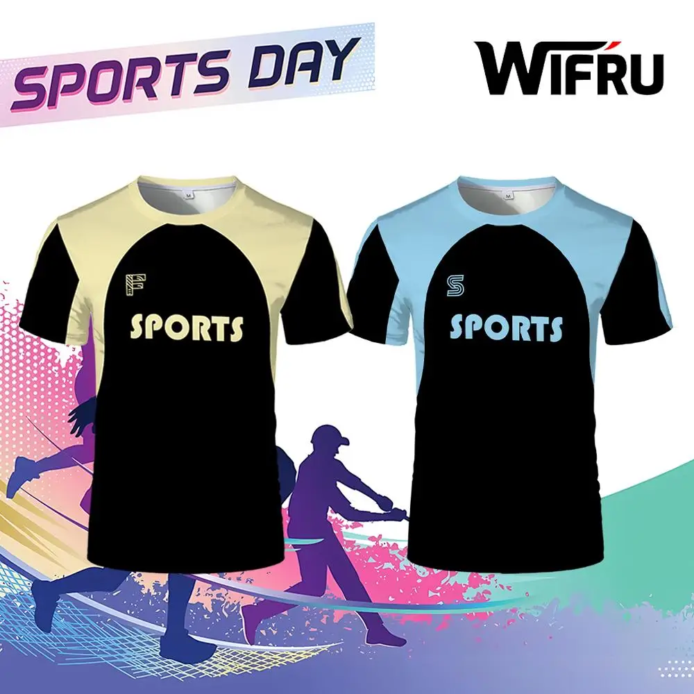 

Classic Vintage Print Training Jersey WIFRU Fashion Youthful Sports Style Men Women T-shirt Summer Breathable Short Sleeve Tops