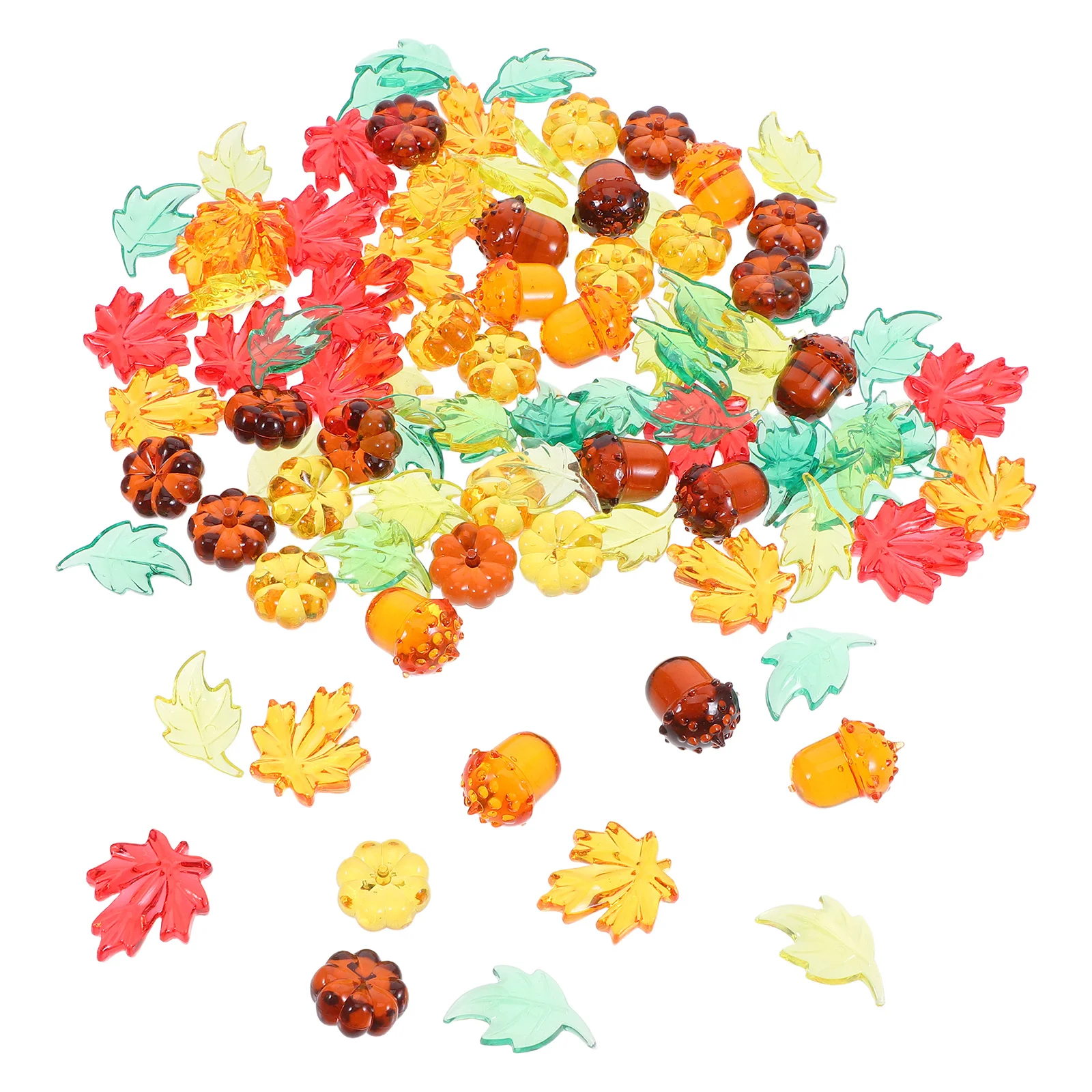 

100pcs Autumn Vase Fillers Acrylic Mini Pumpkins Acorns Maple Leaves For Thanksgiving Table Centerpiece Home Harvest Decoration