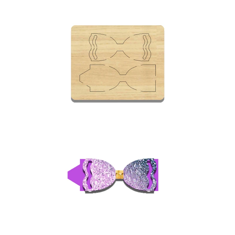 

BD49 Wooden Cutting Die With Crayon Shaped Bowknot Hairpin, Suitable For Most Machines