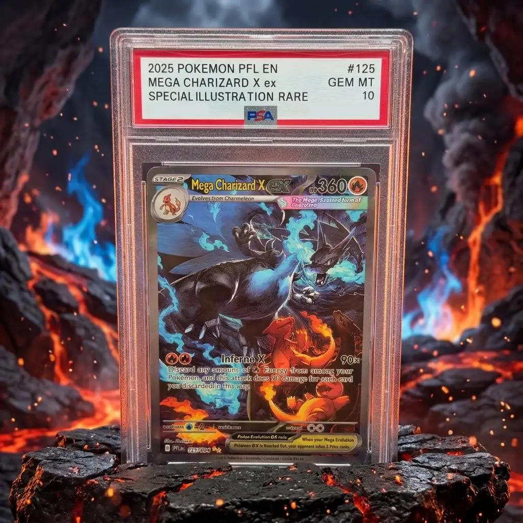 DIY PTCG Rating Card 2025 POKEMON EN MEGA CHARIZARD X exSPECIAL ILLUSTRATION RARE 10points Hobby Anime Game Collection Card Toy