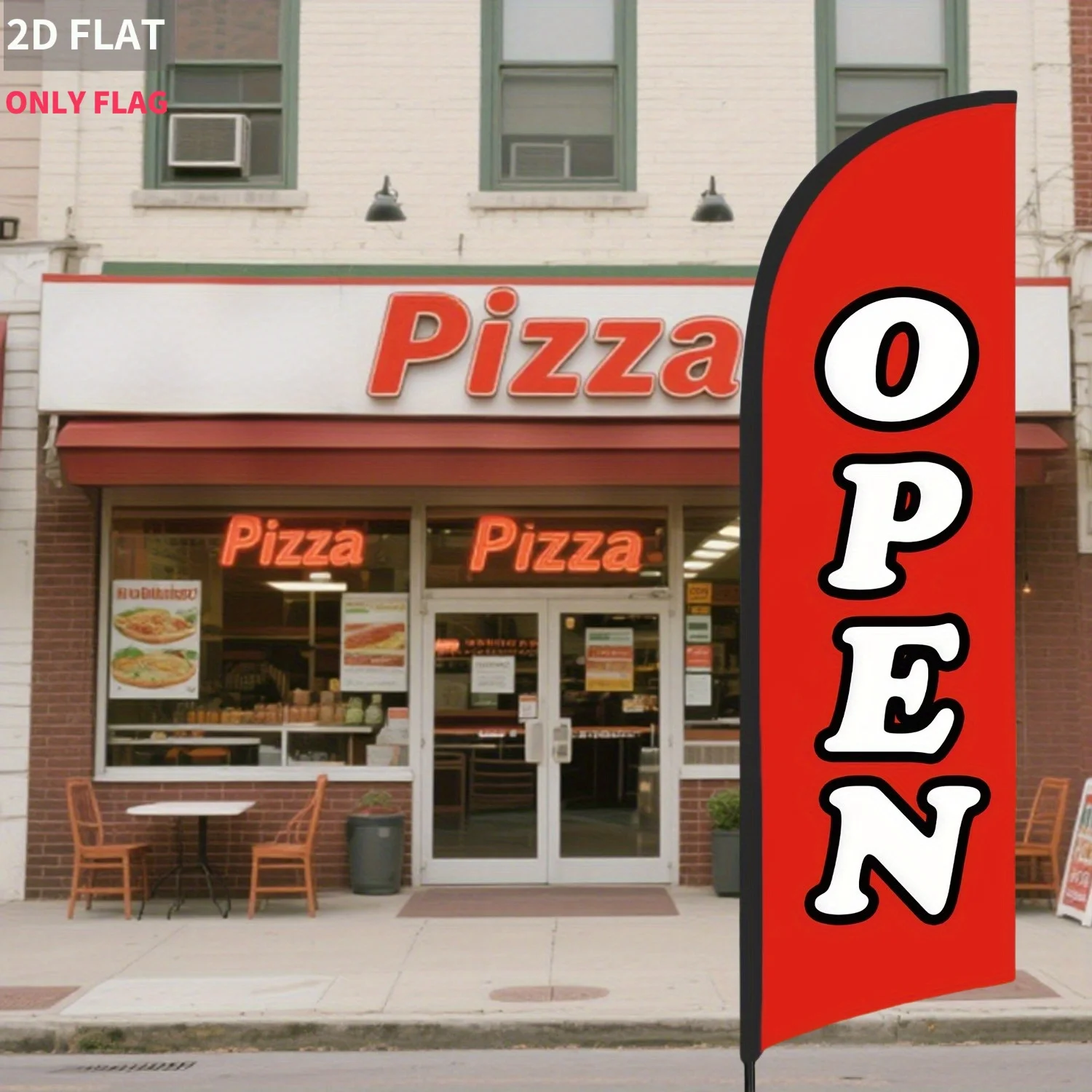 

2d flat Red Open Feather Flag(ONLY FLAG) Durable Polyester Fabric, Advertising Sign for Business Outdoor Display, Single Side