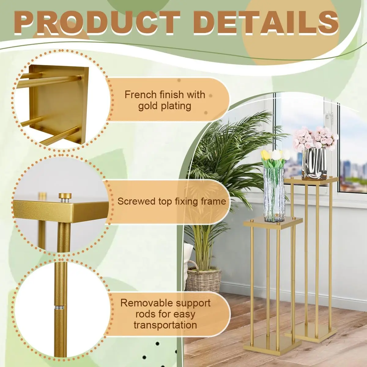 Centrotavola con supporto per fiori in oro da 6 pezzi per tavolo da matrimonio Vasi in metallo alti 31,5 pollici Supporto per fiori geometrici per la decorazione della festa