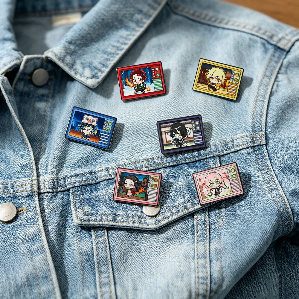 6Pcs Anime Enamel Pins Set Cartoon Character Badges for Backpack Women's Brooches Hat Lapel Cosplay Accessories