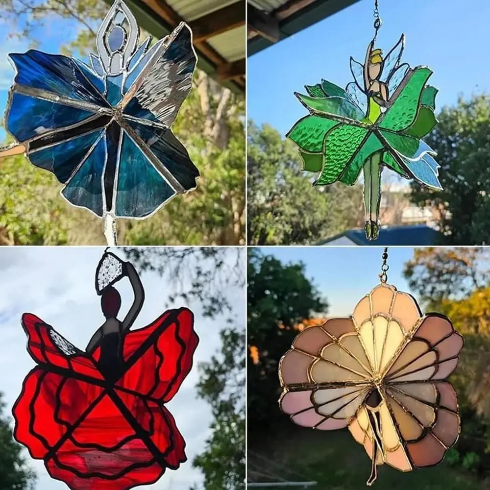 

Outdoor Decor Dancing Lady Stained Glass Spinner Acrylic Yard Art Decorations Garden Hanging Decor Hangable Decor Stained Glass