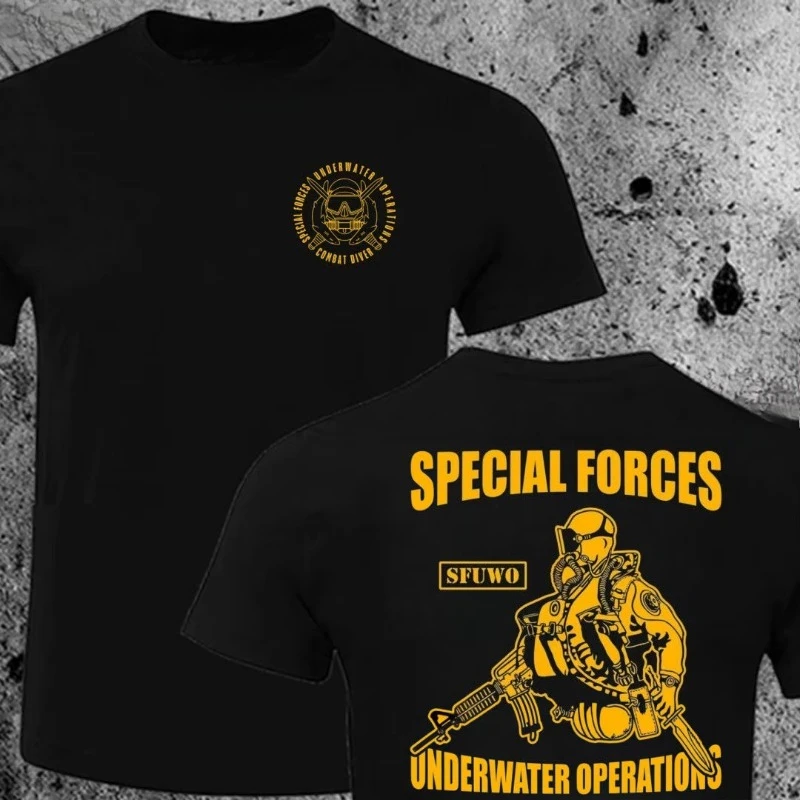 2026 Special Forces underwater combat diver pattern printed military fan-style short-sleeved T-shirt for casual wear