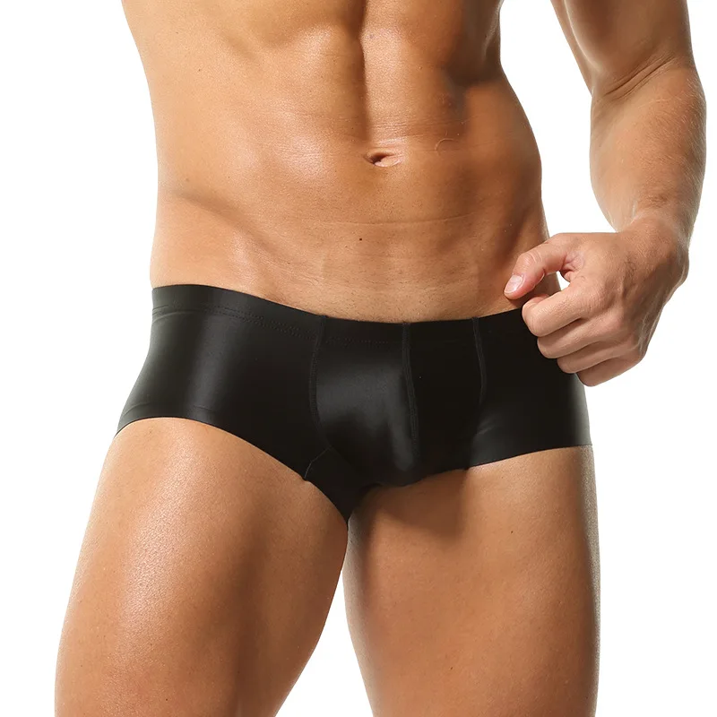 

Мужские трусы-боксеры из атласной ткани с U-образным вырезом, сексуальные, больших размеров, с низкой посадкой, глянцевые, гладкие, повседневные, для геев