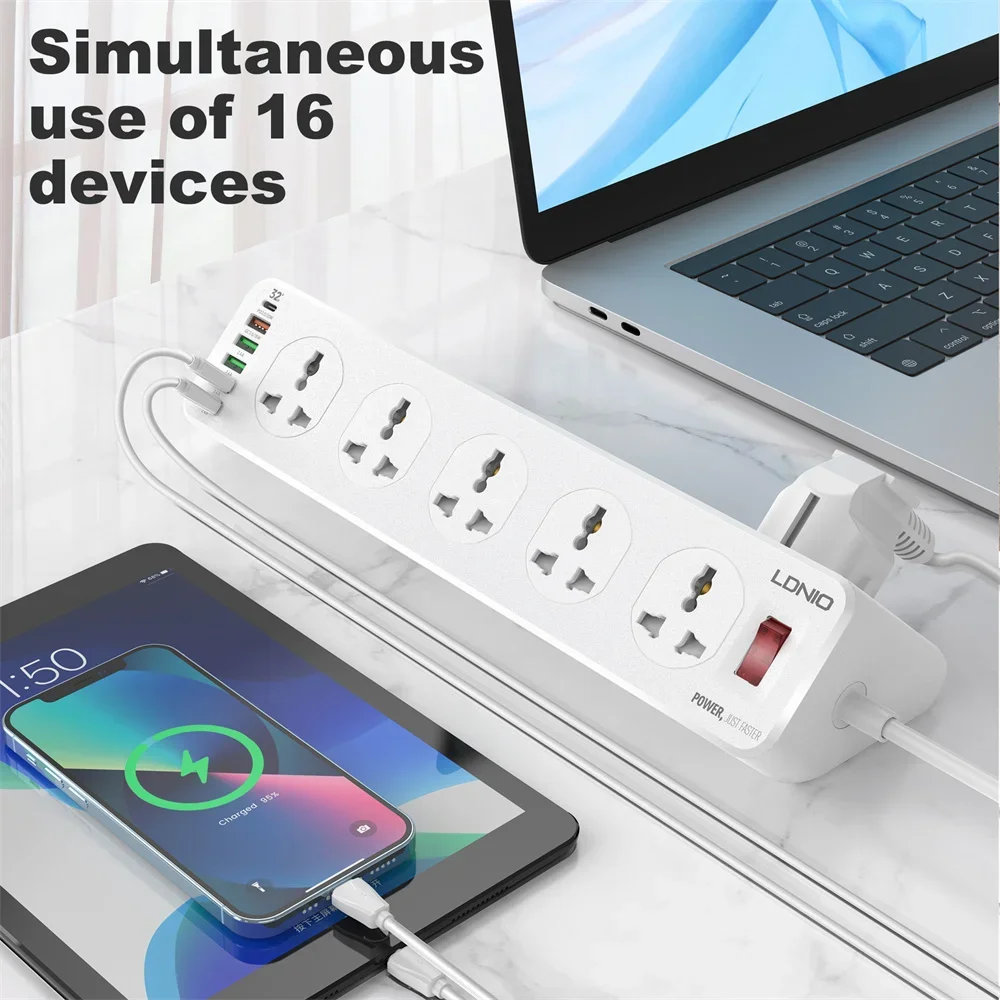 LDNIO Power Strip Eu Korean US UK Type Plug Multi Universal Outlet 2 M Electric Extension Network Filter With Usb Charger Socket