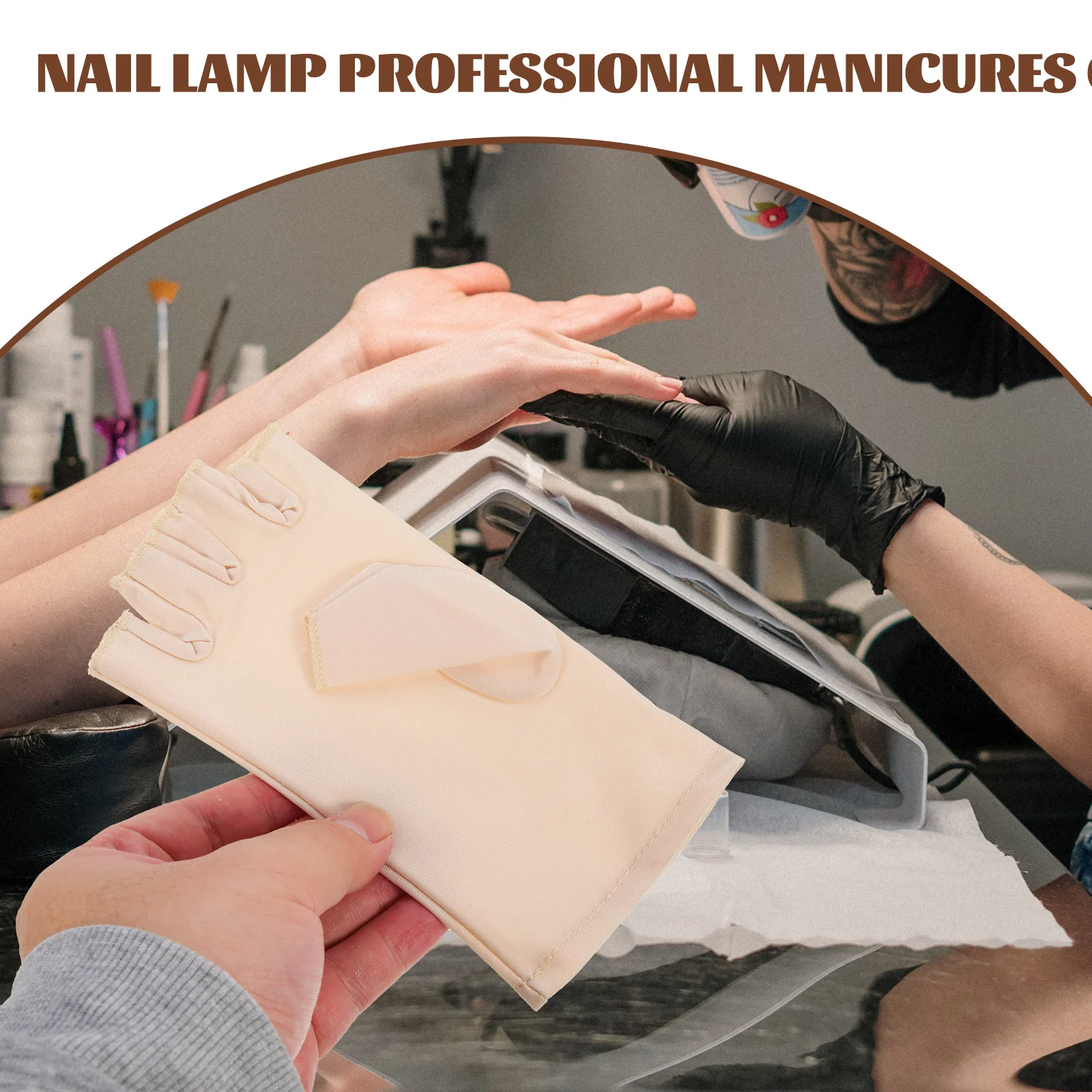 

1 Pair Fingerless Uv Protection Gloves For Gel Manicure Anti-Uv Reusable Hand Covers Nail Art Accessories Salon Gloves Outdoor