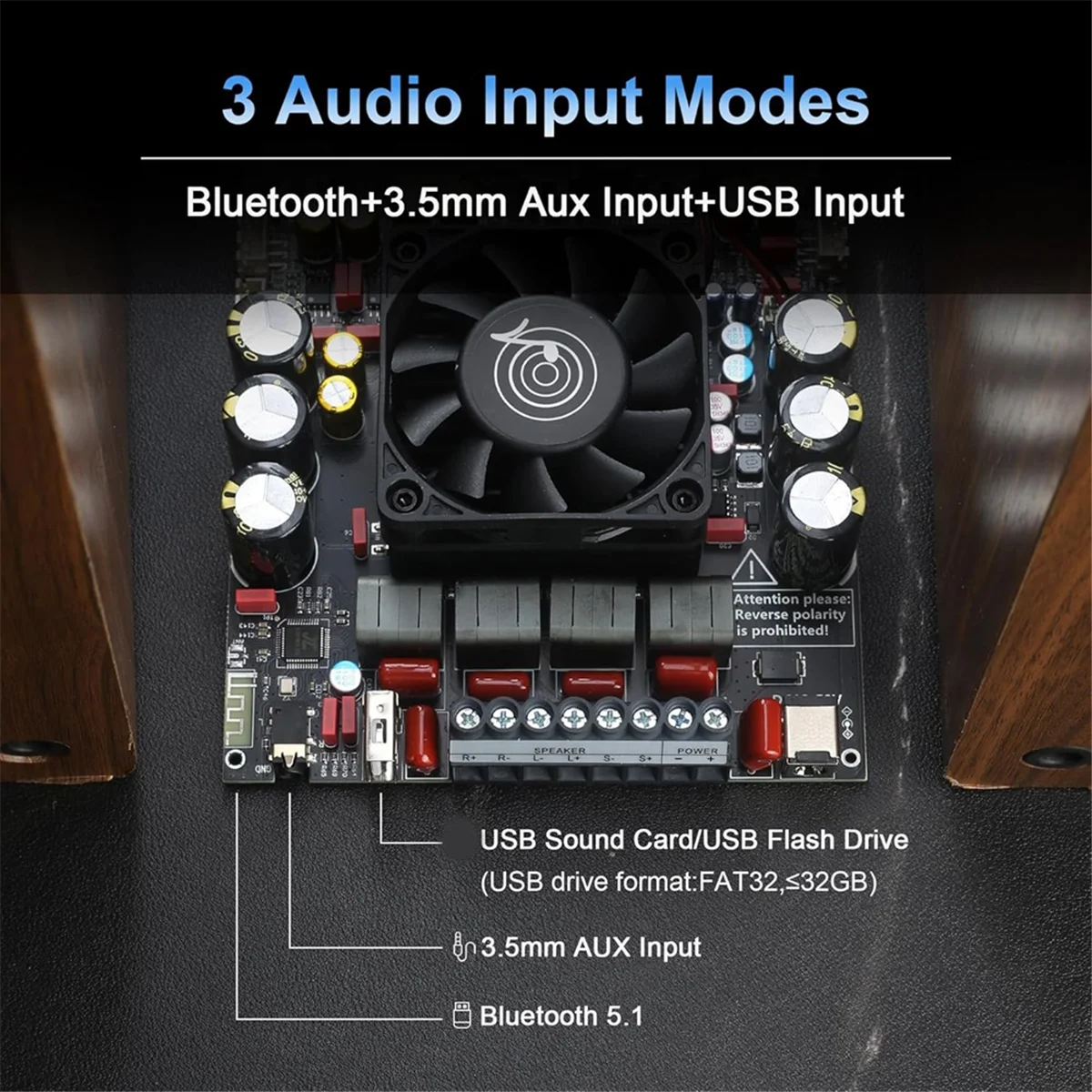 

AA98 -AS21P Bluetooth Amplifier Board - 300W+300W+600W Output, 18-50V DC Wide Voltage Input, Vehicle Amplifier