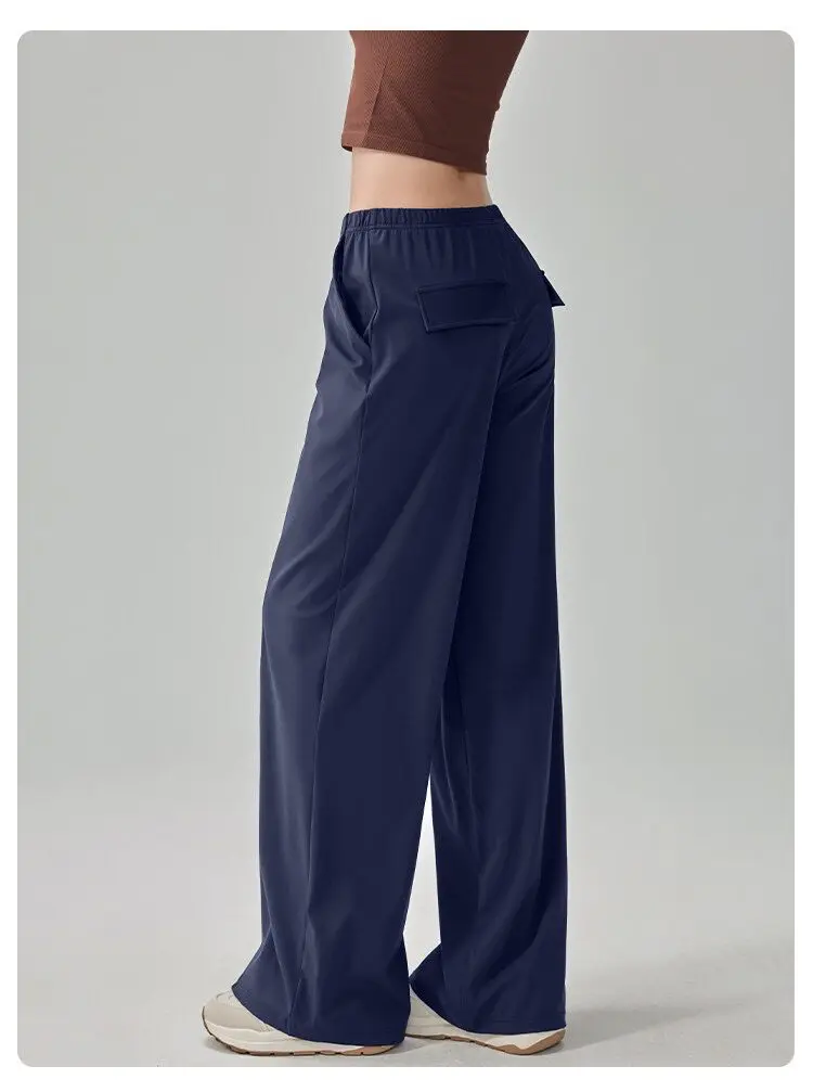 Lässige Yoga-Hosen für Damen, schnelltrocknende, weit geschnittene Hosen, ideal zum Laufen, für Pilates, Fitness, gerade geschnitten, locker sitzende Sport- und Fitnesshosen, Leggings. – Detail 7