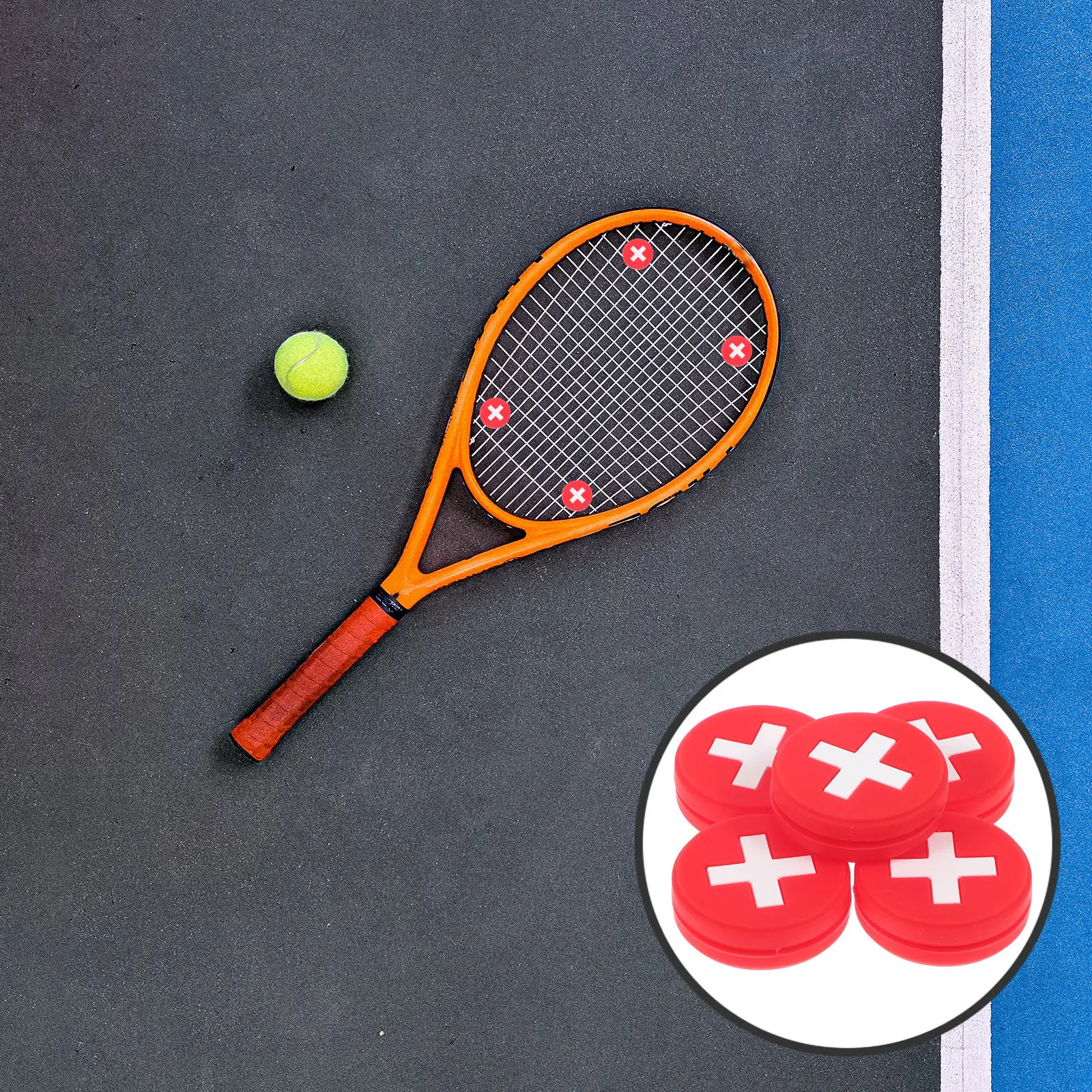 

5 шт. силиконовых виброгасителей для теннисных ракеток в стиле национального флага, амортизаторы вибрации для снижения шума струн, улучшения концентрации и