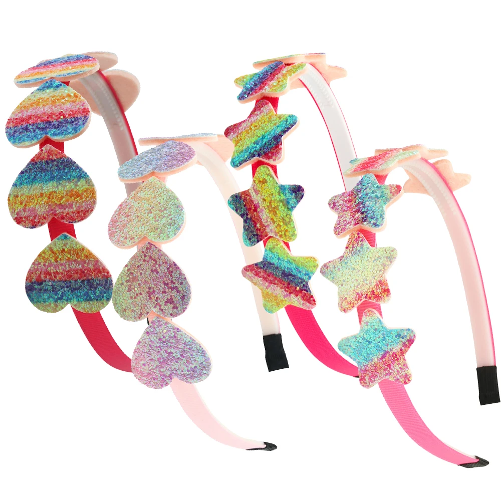 

4 Pcs Lovely Heart Star Headb s Gradient Color Plastic Children Headdresses Fashionable Party Festival Accessories Gifts