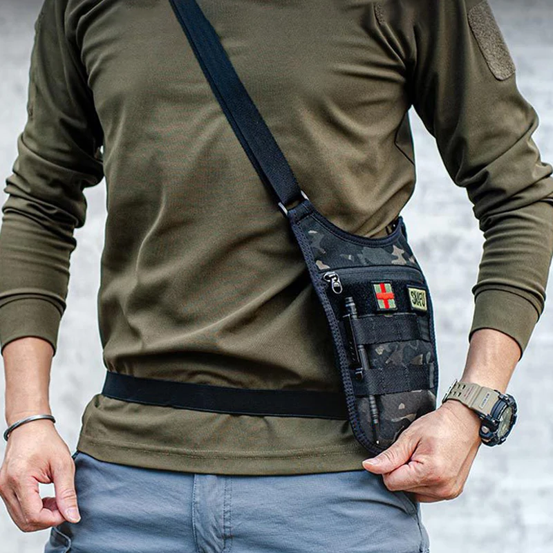 Bolso de hombro táctico para axilas, Cartera de agente para hombres, bolsa de cintura Molle oculta, paquete antirrobo para llave de teléfono de viaje al aire libre, herramientas EDC de bolsillo