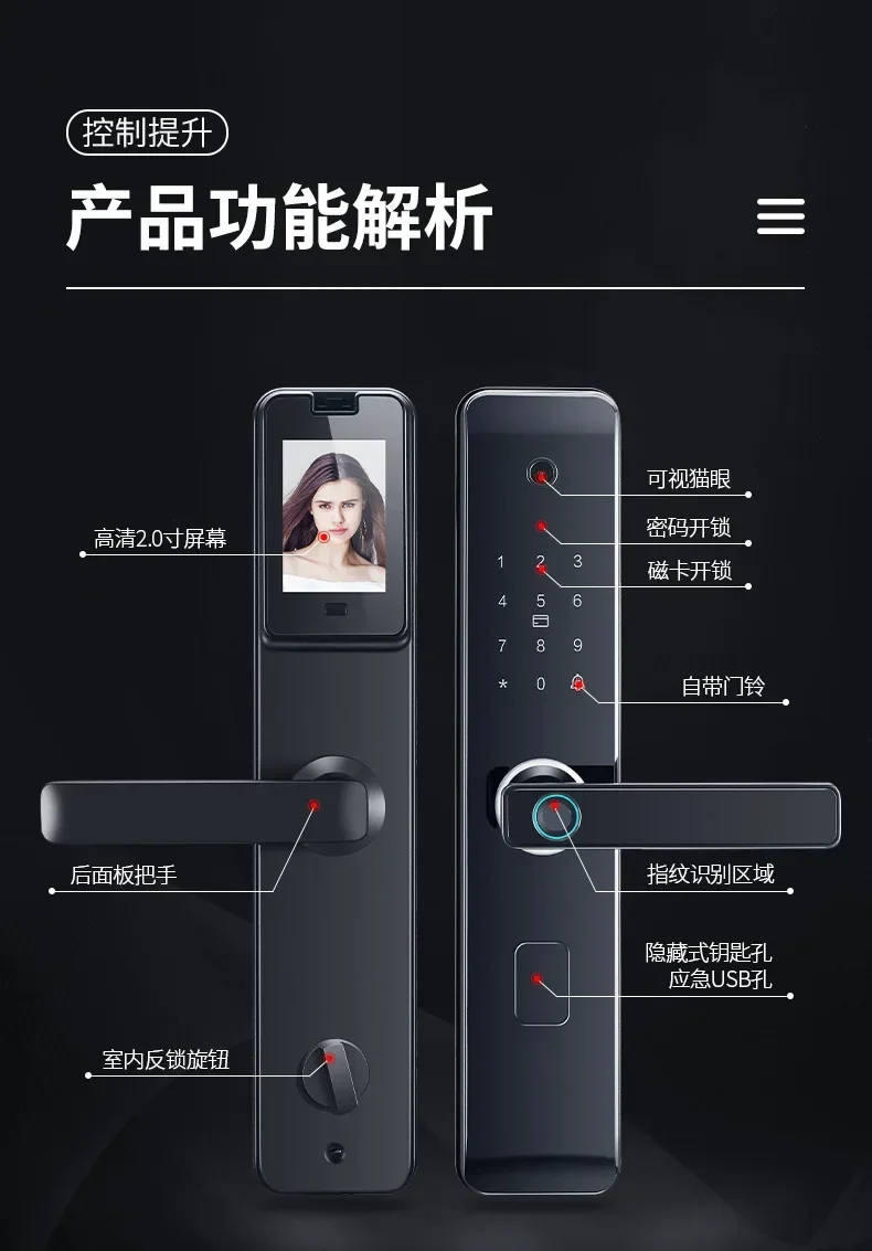 قفل باب منزلي ذكي بكلمة مرور، قفل باب إلكتروني مضاد للسرقة، بصمة عين القطة