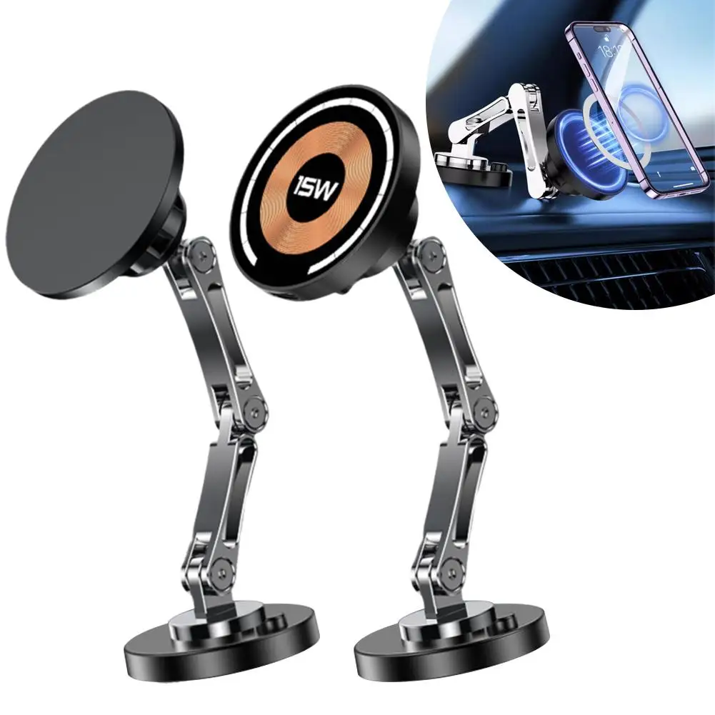 

Автомобильный магнитный держатель для телефона, вращающийся на 360 градусов шар, складная основа, держатель для телефона, зарядка, беспроводное автомобильное зарядное устройство, подставка Me X4L7