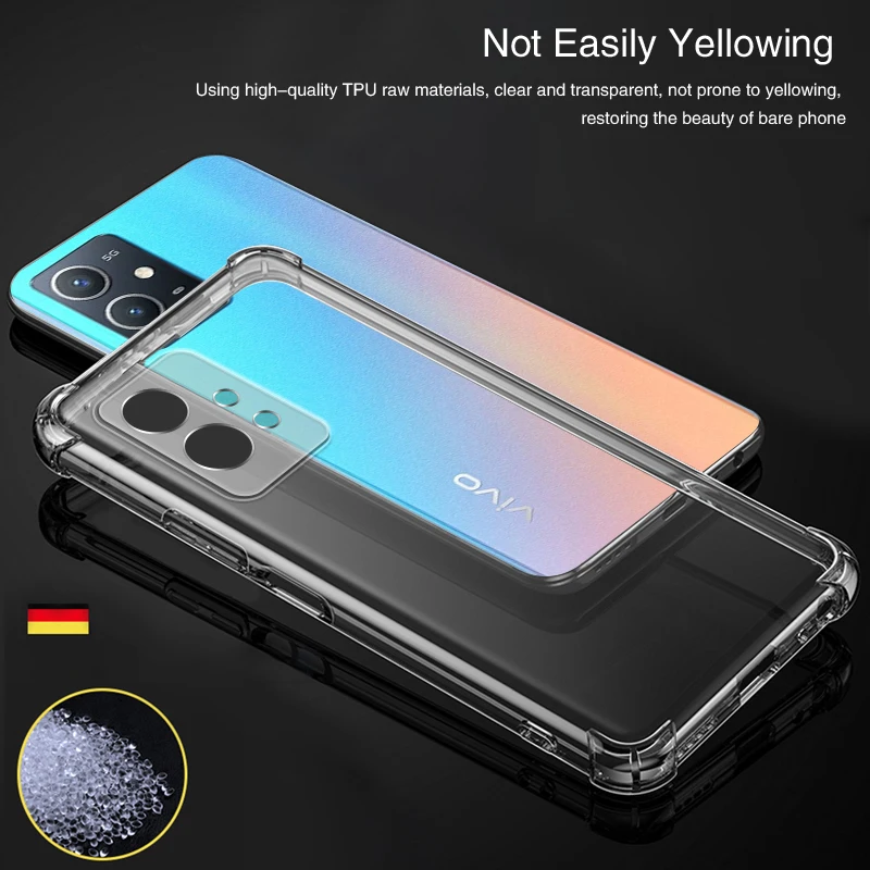 Luxury Phone Case for VIVO Y55 Y55S Y55T 5G 2021 2022 2023 Funda Airbag Shockproof Soft Silicone High Qualtiy Original TPU Cover