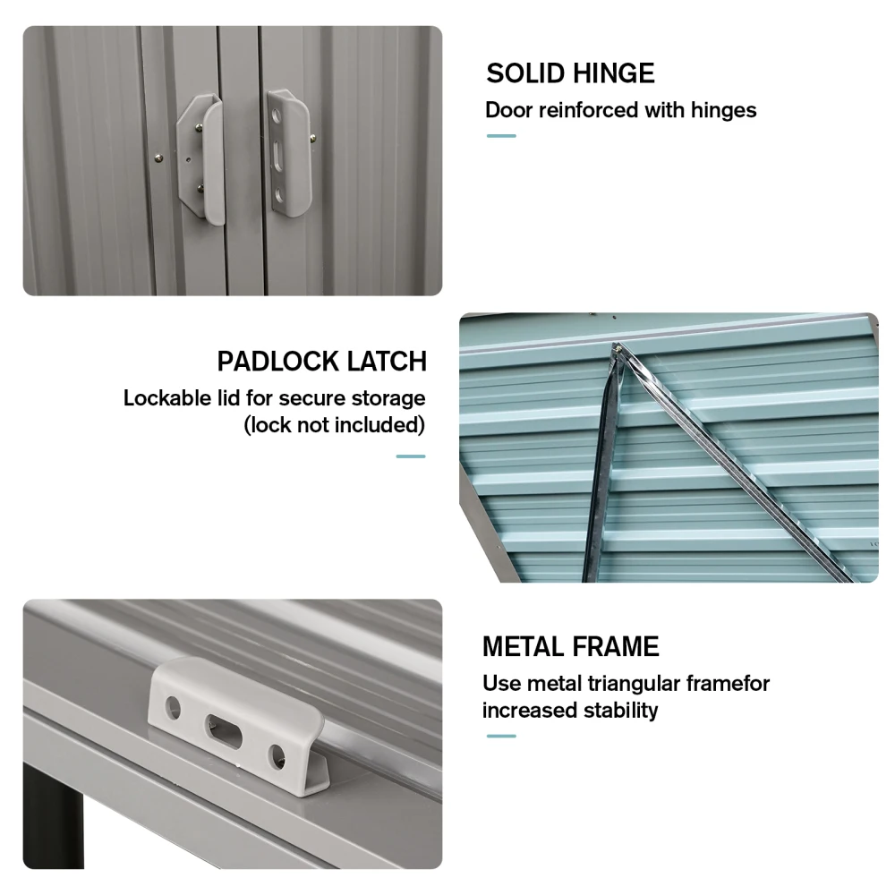 Garbage Bin Shed Stores 3 Trash Cans Metal Outdoor Bin Shed for Garbage Storage,Stainless Galvanized Steel, Bin Shed for Garden