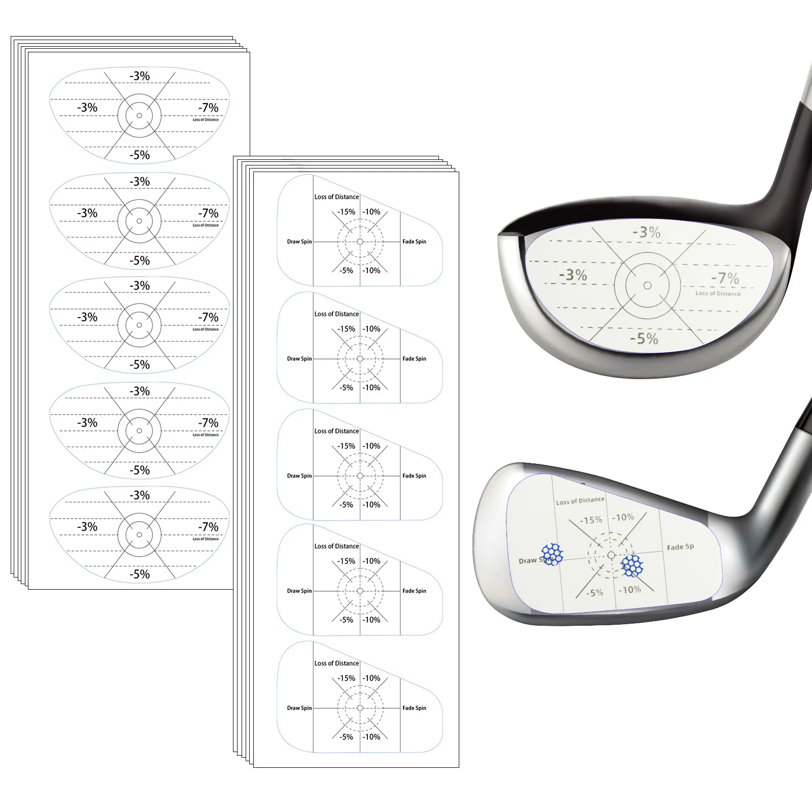 125/250P Golf Club Impact Tape Stickers Etiketten voor Driver Woods Irons, Ball Hitting Recorder Trainingshulpmiddelen voor Swing Practice