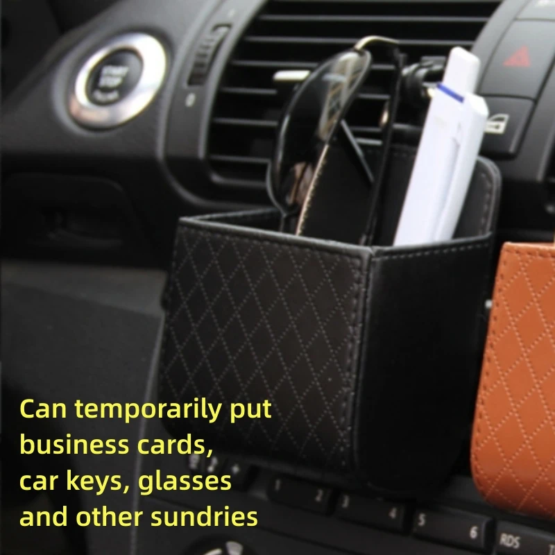 Leder-Aufbewahrungstasche für die Auto-Lüftungsöffnung, Armaturenbrett-Organizer für Telefon, Schlüssel, Sonnenbrille - Ordnet Unordnung – Detail 3