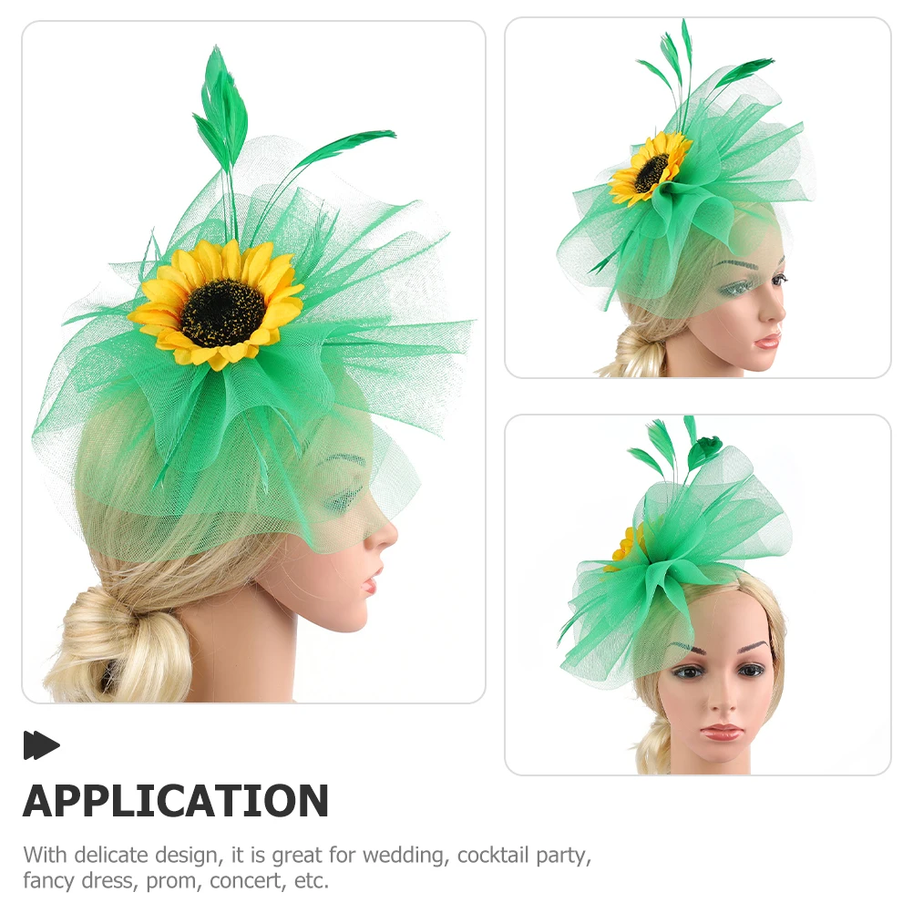 

Headpiece Sunflower Hair Accessories Headband Fascinator Hats Wear Green Woman Has