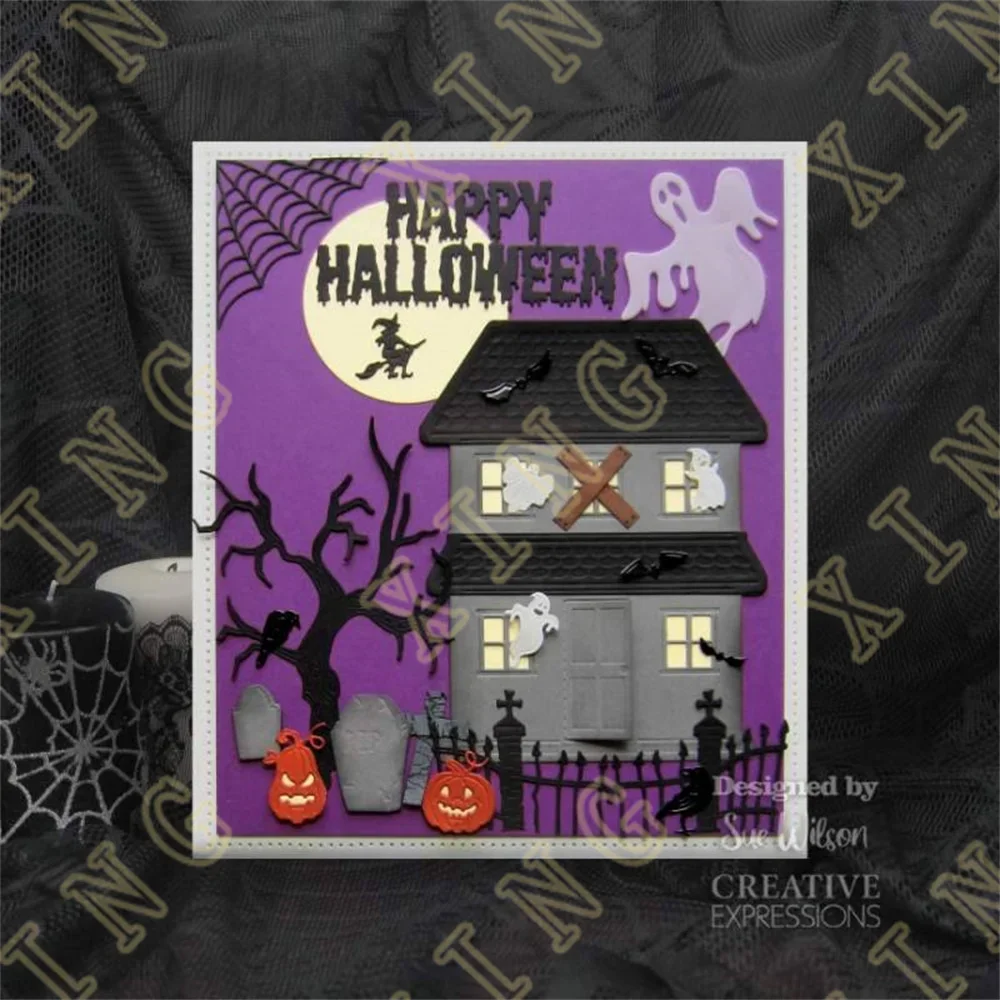 New Metal Cutting Dies Stamps Stencil for Scrapbook Diary Decoration Embossing Template Diy Handmade Happy Halloween Tree House - view 2