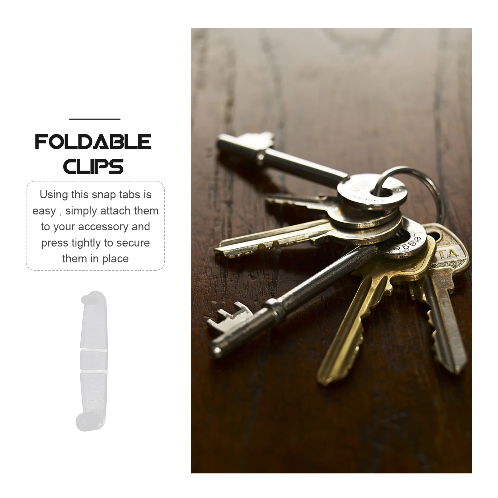 100 Pcs 100pcs Plastic Keychain Clip Clear Acrylic Connector Accessories Ring Mini Foldable Clips White Keychian