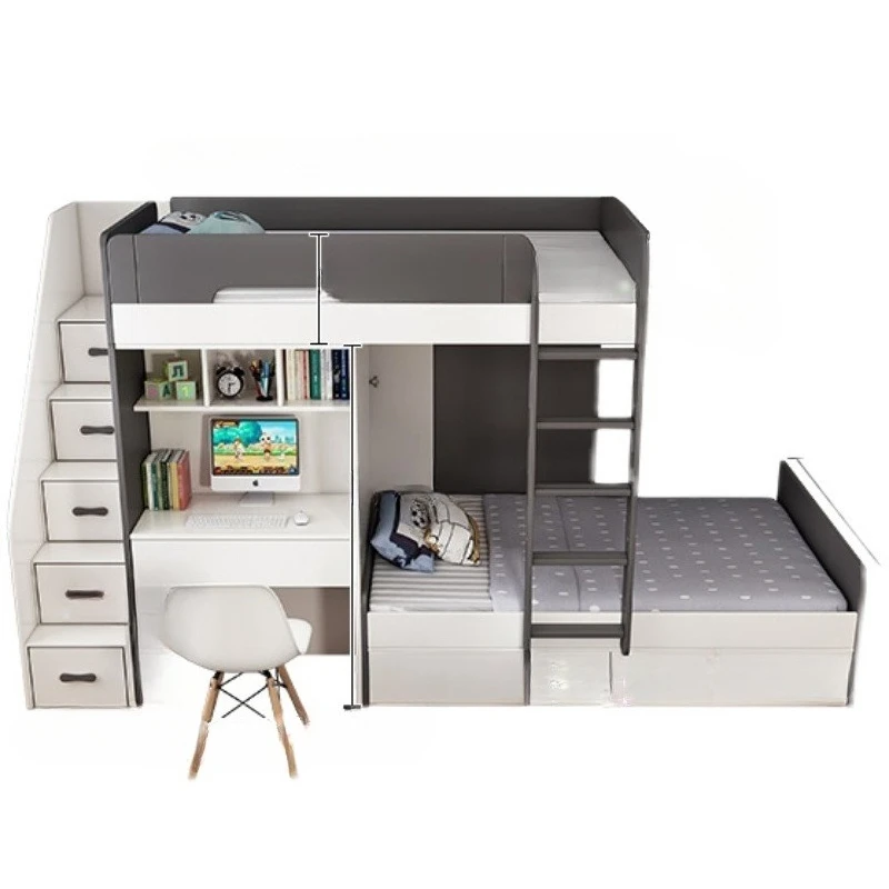 

Simple children's bed, staggered high and low bed, small apartment with desk