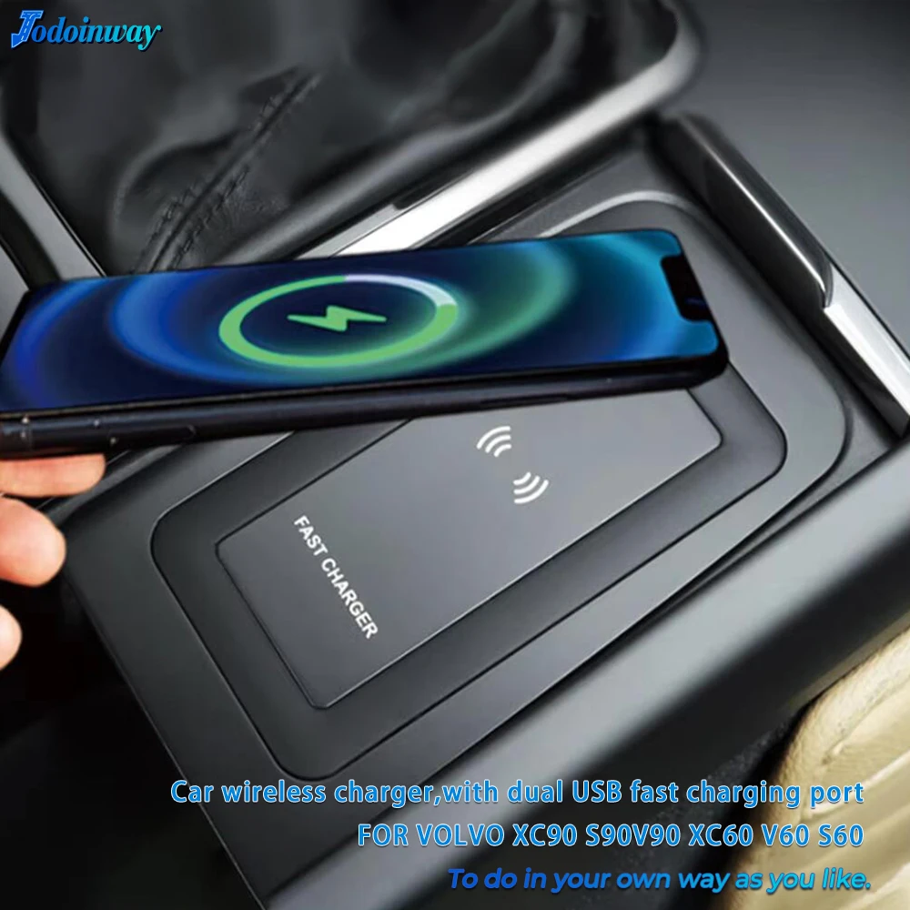 

Center console Wireless charger For Volvo xc60 xc90 s90 v90cc s60 v60cc Mobile phone Holder charging Car accessories Interior