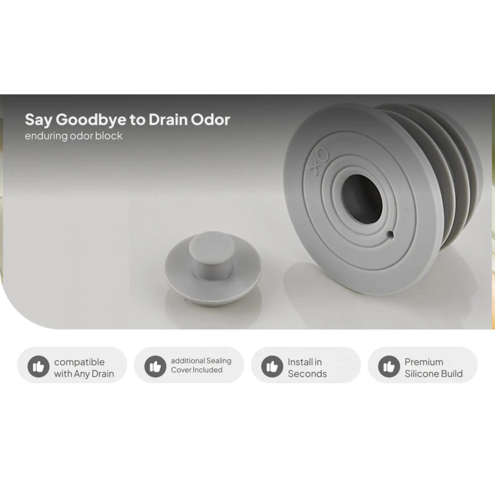 Washing Machine Sewer Seal Ring Silicone Deodorant Plug Pipe Holder for Kitchen Sink and Floor