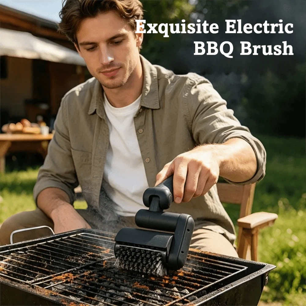 

Efficient Electric Grill Brush Stainless Steel Wireless Roller Grill Cleaner Brush Heavy Oil Dirt Handheld Grill Cleaning Brush