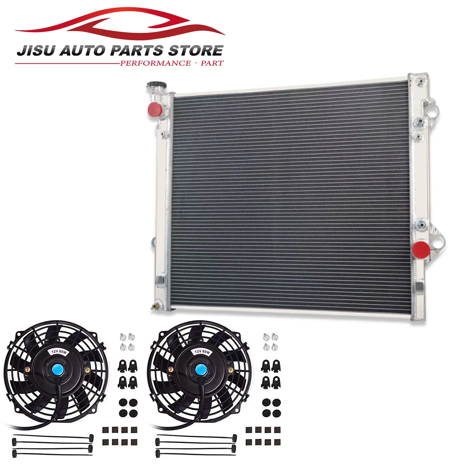 2-ROW Aluminum Radiator + Fans Fit 2002-2009 Toyota Prado 120 Series 3.0L Turbo Diesel 1KZ-TE