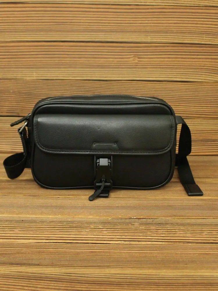 

Новинка 2025 года, кожаная сумка ручной работы, мужская сумка через плечо из воловьей кожи с верхним слоем, модная дорожная горизонтальная маленькая интеллектуальная сумка