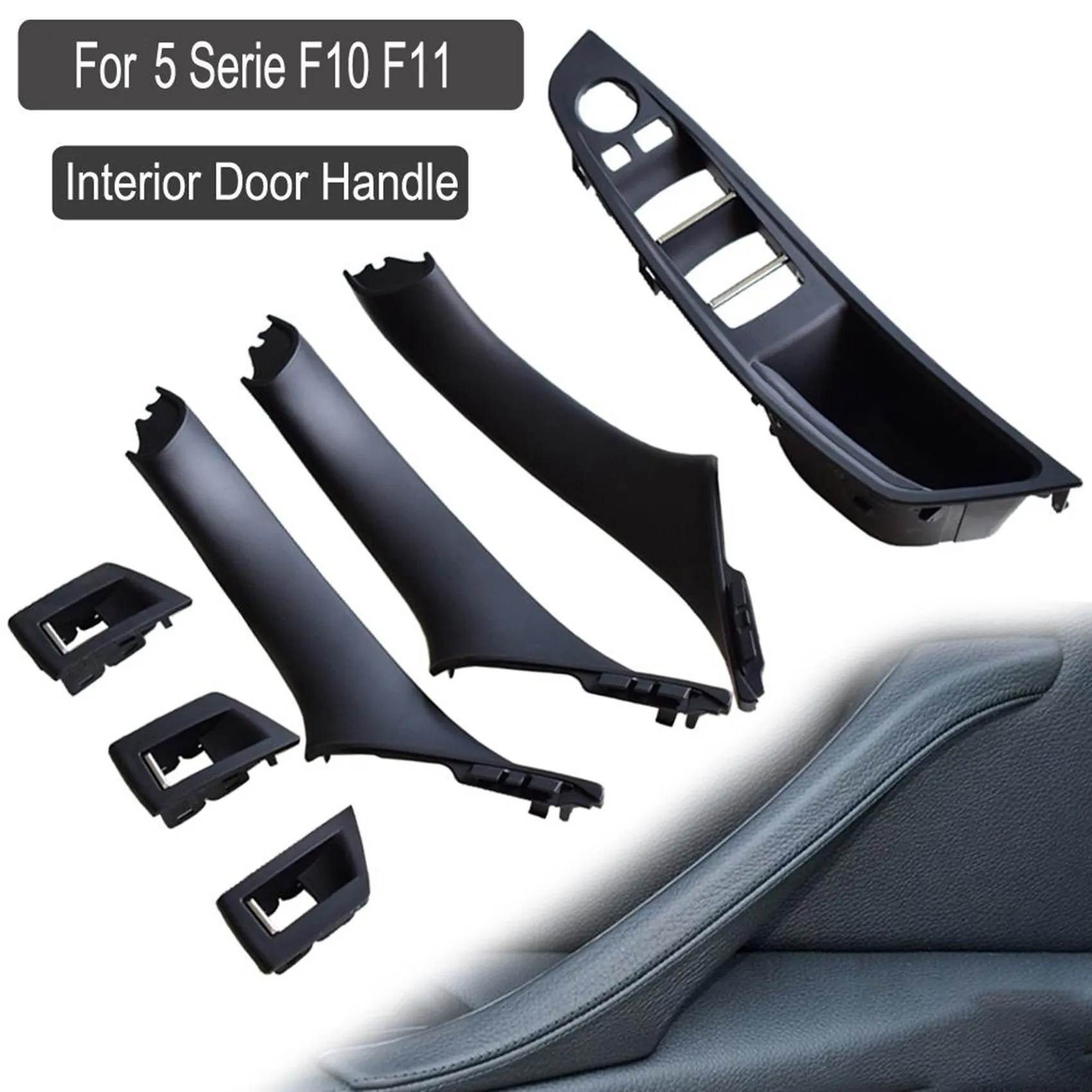 AASS-35X RHD Car Interior Door Handle Inner Door Panel Pull Trim Cover For -Bmw 5 Serie F10 F11 520 525 Black RHD