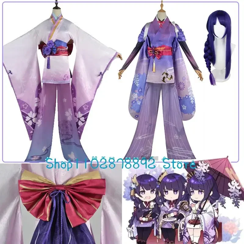 

Genshin impact radark ei Raden Makoto cosplay costume electrochock sister cosplay women kimono dress outfit Halloween comic