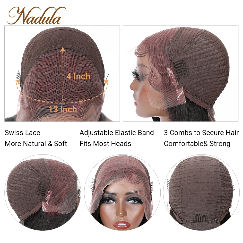 Nadula Hair Highlight Natural Wave Lace Front Wigs 13x4 Short Bob Human Hair Lace Wigs Voluminous Bouncy L430 Ombre Color Wig