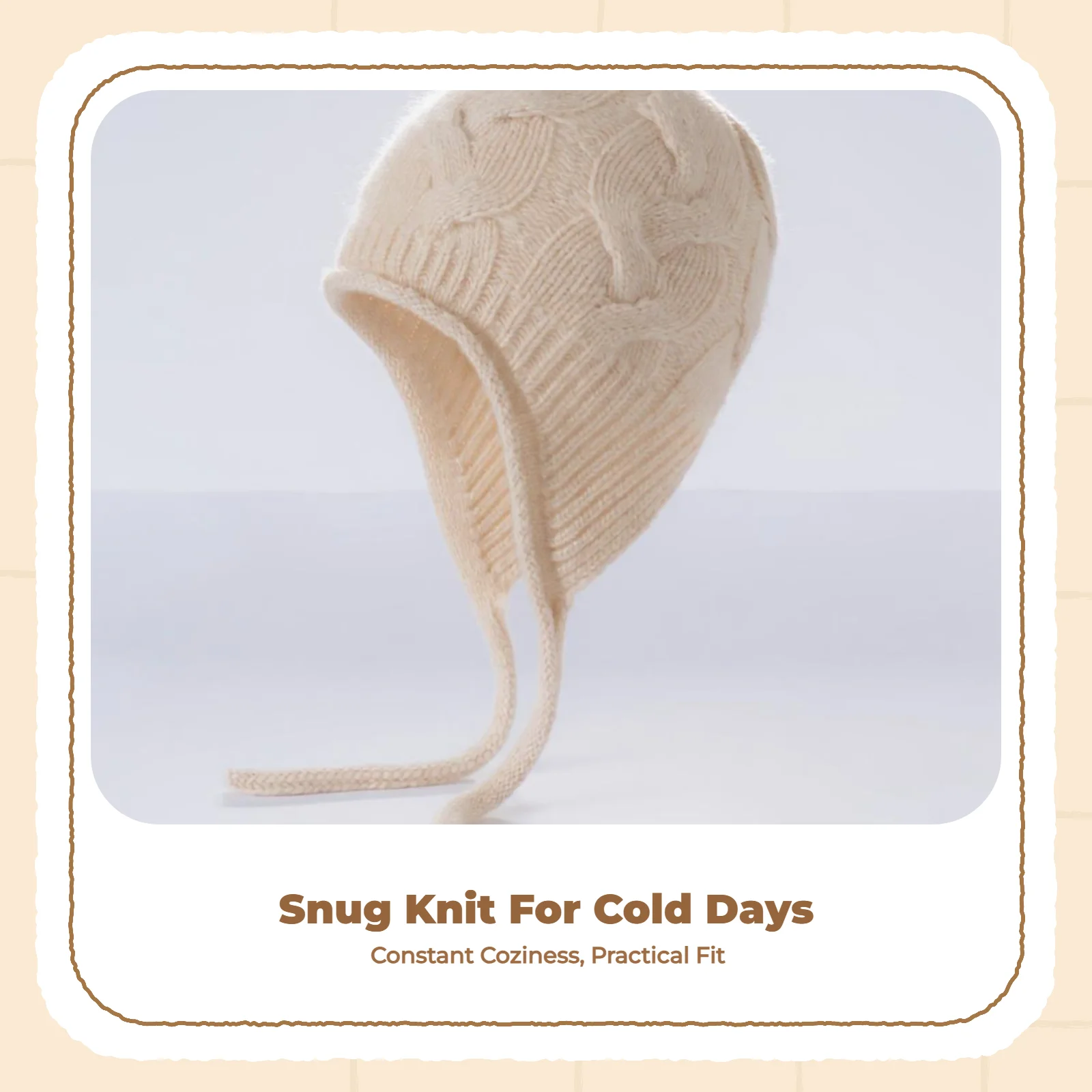 Children Warm Knit Hat, Foldable Earflap, Boys Girls - view 3