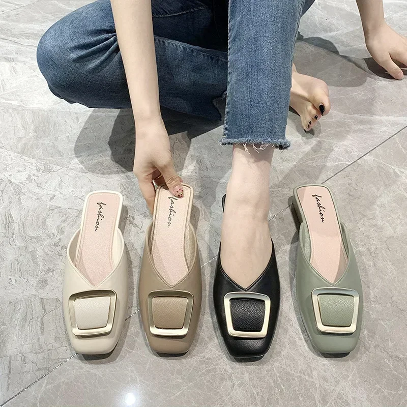 Baotou Half Slippers Women\'s Summer Outwear Fashion Internet Celebrity Versatile 2022 New Spring Lazy Shoes One Step Slippers